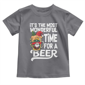Funny Christmas Drinking Toddler T Shirt It is The Most Wonderful Time For A Beer TS12 Charcoal Print Your Wear