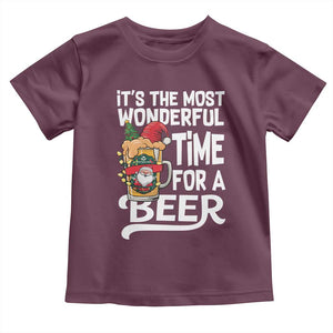 Funny Christmas Drinking Toddler T Shirt It is The Most Wonderful Time For A Beer TS12 Maroon Print Your Wear