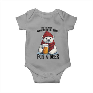 It is The Most Wonderful Time For A Beer Baby Onesie Funny Polar Bear Drinking Beer TS12 Sport Gray Print Your Wear