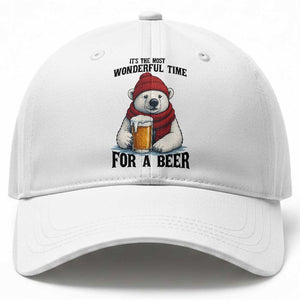 It is The Most Wonderful Time For A Beer Baseball Cap Funny Polar Bear Drinking Beer TS12 Print Your Wear