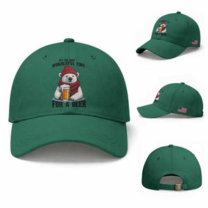 It is The Most Wonderful Time For A Beer Baseball Cap Funny Polar Bear Drinking Beer TS12 Baseball Cap Universal Fit Irish Green Print Your Wear