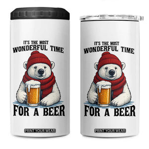 It is The Most Wonderful Time For A Beer 4 in 1 Can Cooler Tumbler Funny Polar Bear Drinking Beer TS12 One Size: 16 oz White Print Your Wear