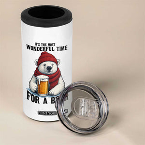 It is The Most Wonderful Time For A Beer 4 in 1 Can Cooler Tumbler Funny Polar Bear Drinking Beer TS12 Print Your Wear