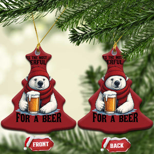 It is The Most Wonderful Time For A Beer Christmas Ornament Funny Polar Bear Drinking Beer TS12 Christmas Tree Red Print Your Wear