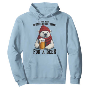 It is The Most Wonderful Time For A Beer Hoodie Funny Polar Bear Drinking Beer TS12 Light Blue Print Your Wear