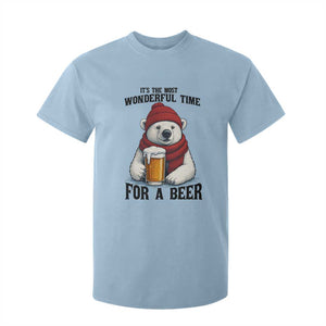 It is The Most Wonderful Time For A Beer T Shirt For Kid Funny Polar Bear Drinking Beer TS12 Light Blue Print Your Wear