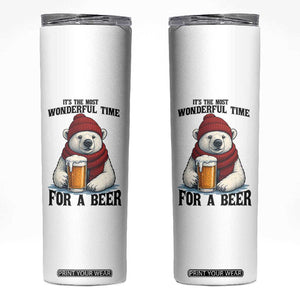 It is The Most Wonderful Time For A Beer Skinny Tumbler Funny Polar Bear Drinking Beer TS12 White Print Your Wear