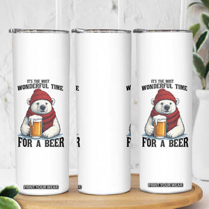 It is The Most Wonderful Time For A Beer Skinny Tumbler Funny Polar Bear Drinking Beer TS12 Print Your Wear