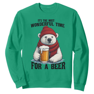It is The Most Wonderful Time For A Beer Sweatshirt Funny Polar Bear Drinking Beer TS12 Irish Green Print Your Wear