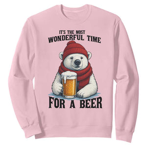It is The Most Wonderful Time For A Beer Sweatshirt Funny Polar Bear Drinking Beer TS12 Light Pink Print Your Wear