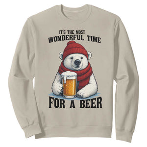 It is The Most Wonderful Time For A Beer Sweatshirt Funny Polar Bear Drinking Beer TS12 Sand Print Your Wear
