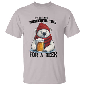 It is The Most Wonderful Time For A Beer T Shirt Funny Polar Bear Drinking Beer TS12 Ice Gray Print Your Wear