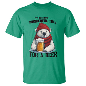 It is The Most Wonderful Time For A Beer T Shirt Funny Polar Bear Drinking Beer TS12 Irish Green Print Your Wear