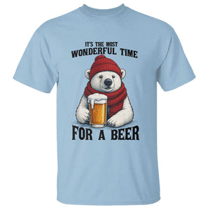 It is The Most Wonderful Time For A Beer T Shirt Funny Polar Bear Drinking Beer TS12 Light Blue Print Your Wear