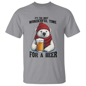 It is The Most Wonderful Time For A Beer T Shirt Funny Polar Bear Drinking Beer TS12 Sport Gray Print Your Wear