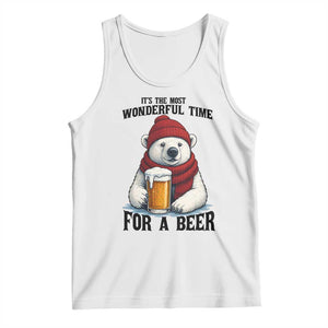It is The Most Wonderful Time For A Beer Tank Top Funny Polar Bear Drinking Beer TS12 White Print Your Wear