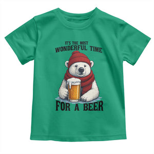 It is The Most Wonderful Time For A Beer Toddler T Shirt Funny Polar Bear Drinking Beer TS12 Irish Green Print Your Wear