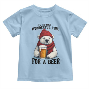 It is The Most Wonderful Time For A Beer Toddler T Shirt Funny Polar Bear Drinking Beer TS12 Light Blue Print Your Wear