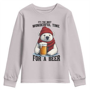It is The Most Wonderful Time For A Beer Youth Sweatshirt Funny Polar Bear Drinking Beer TS12 Ice Gray Print Your Wear