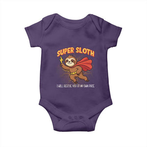 Funny Super Sloth I Will Rescue You At My Own Pace Gift Baby Onesie TS12 Purple Print Your Wear