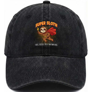 Funny Super Sloth I Will Rescue You At My Own Pace Gift Washed Cotton Baseball Cap TS12 Print Your Wear