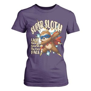 Super Sloth I Will Rescue You T Shirt For Women Funny Sloth Lover Gift TS12 Purple Print Your Wear