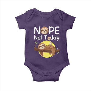 Nope Not Today Baby Onesie Funny Sloth Lover Gift TS12 Purple Print Your Wear