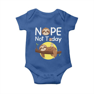 Nope Not Today Baby Onesie Funny Sloth Lover Gift TS12 Royal Blue Print Your Wear