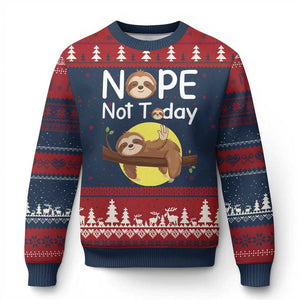 Nope Not Today Ugly Christmas Sweater Funny Sloth Lover Gift TS12 Navy Red Print Your Wear