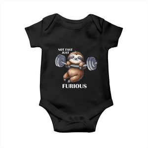 Funny Gym Sloth Baby Onesie Not Fast Just Furious TS12 Black Print Your Wear
