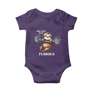 Funny Gym Sloth Baby Onesie Not Fast Just Furious TS12 Purple Print Your Wear