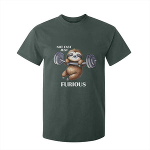 Funny Gym Sloth T Shirt For Kid Not Fast Just Furious TS12 Dark Forest Green Print Your Wear