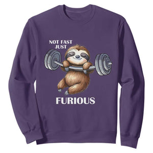 Funny Gym Sloth Sweatshirt Not Fast Just Furious TS12 Purple Print Your Wear