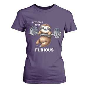 Funny Gym Sloth T Shirt For Women Not Fast Just Furious TS12 Purple Print Your Wear