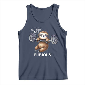 Funny Gym Sloth Tank Top Not Fast Just Furious TS12 Navy Print Your Wear