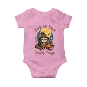Funny Halloween Sloth Baby Onesie Trick Or Treat Slowly Please TS12 Light Pink Print Your Wear