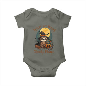 Funny Halloween Sloth Baby Onesie Trick Or Treat Slowly Please TS12 Military Green Print Your Wear