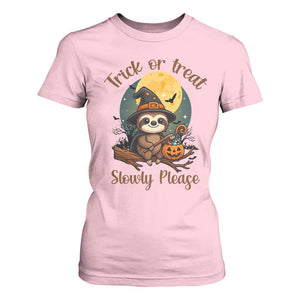 Funny Halloween Sloth T Shirt For Women Trick Or Treat Slowly Please TS12 Light Pink Print Your Wear