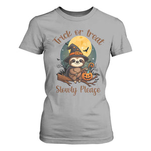 Funny Halloween Sloth T Shirt For Women Trick Or Treat Slowly Please TS12 Sport Gray Print Your Wear
