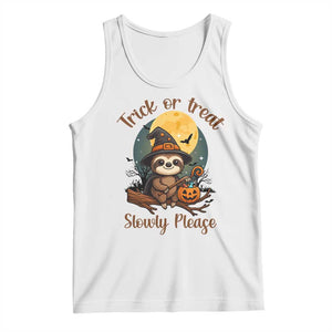 Funny Halloween Sloth Tank Top Trick Or Treat Slowly Please TS12 White Print Your Wear