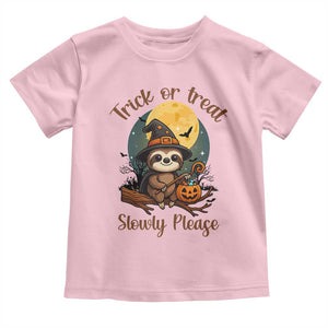 Funny Halloween Sloth Toddler T Shirt Trick Or Treat Slowly Please TS12 Light Pink Print Your Wear