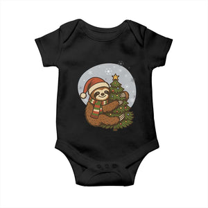 Funny Xmas Baby Onesie Slothin Around The Christmas Tree TS12 Black Print Your Wear