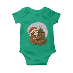 Funny Xmas Baby Onesie Slothin Around The Christmas Tree TS12 Irish Green Print Your Wear