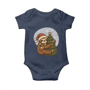 Funny Xmas Baby Onesie Slothin Around The Christmas Tree TS12 Navy Print Your Wear
