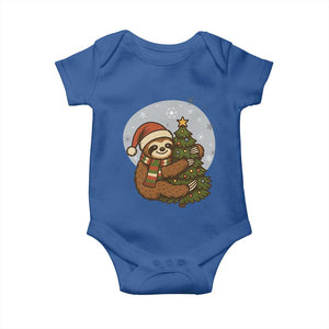 Funny Xmas Baby Onesie Slothin Around The Christmas Tree TS12 Royal Blue Print Your Wear