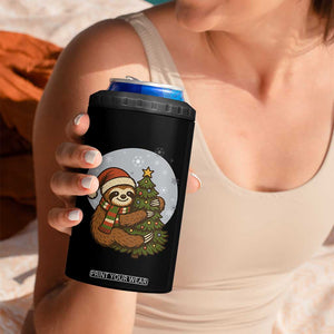 Funny Xmas 4 in 1 Can Cooler Tumbler Slothin Around The Christmas Tree TS12 Print Your Wear