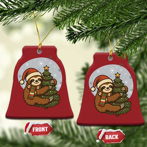 Funny Xmas Christmas Ornament Slothin Around The Christmas Tree TS12 Bell Flake Red Print Your Wear