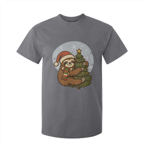 Funny Xmas T Shirt For Kid Slothin Around The Christmas Tree TS12 Charcoal Print Your Wear