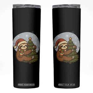 Funny Xmas Skinny Tumbler Slothin Around The Christmas Tree TS12 Black Print Your Wear