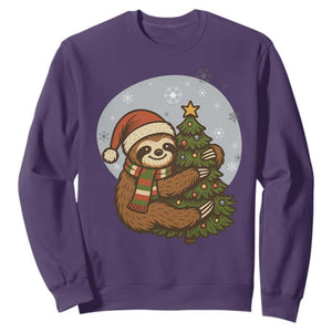 Funny Xmas Sweatshirt Slothin Around The Christmas Tree TS12 Purple Print Your Wear